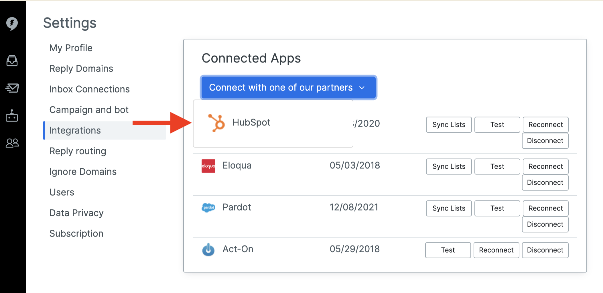 Connect to partner apps